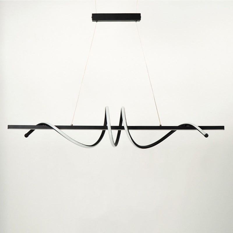 Modern Minimalist Iron Spiral Winding Silicone Linear LED Island Light Pendant Light For Living Room