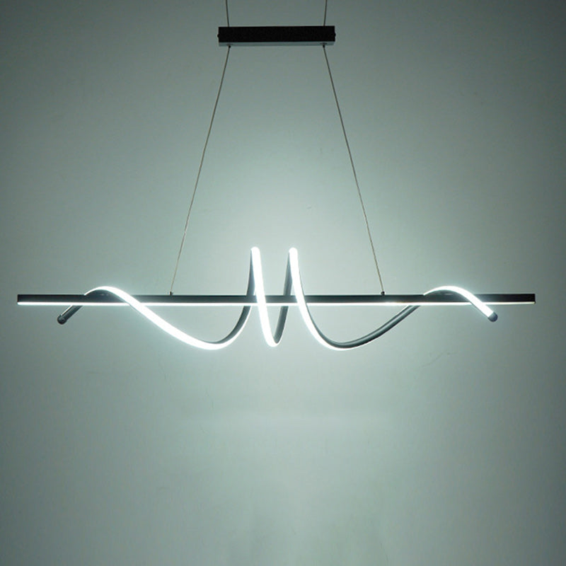 Modern Minimalist Iron Spiral Winding Silicone Linear LED Island Light Pendant Light For Living Room