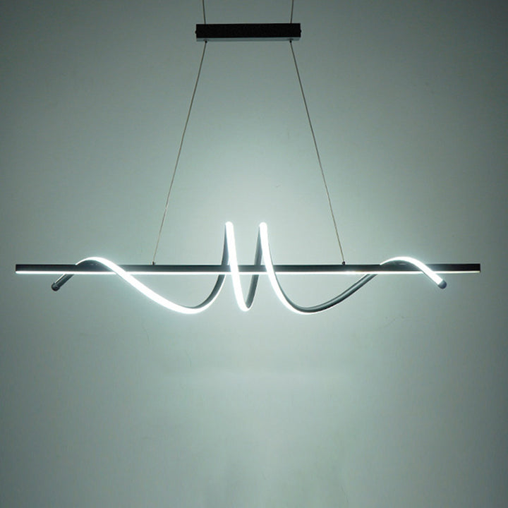 Modern Minimalist Iron Spiral Winding Silicone Linear LED Island Light Pendant Light For Living Room