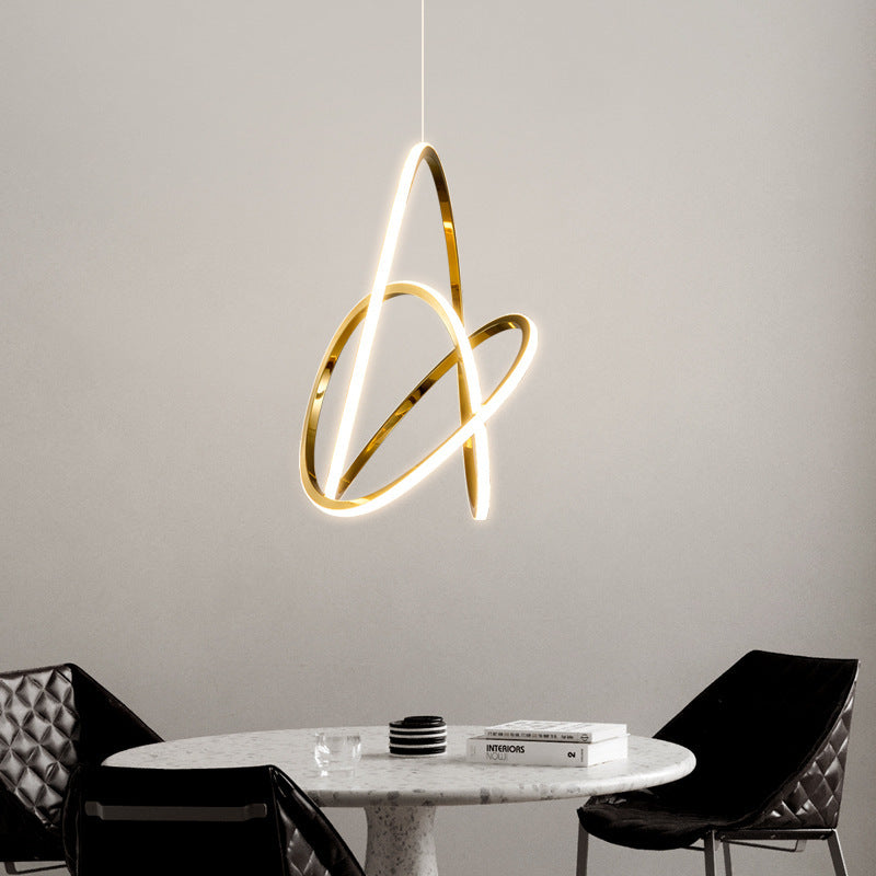 Moderne minimalistische LED-Pendelleuchte aus Edelstahl mit geometrischem Silikon-Kreis für das Wohnzimmer 