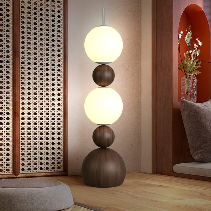 Contemporary Scandinavian Iron PE Spherical Shade LED Standing Floor Lamp For Living Room