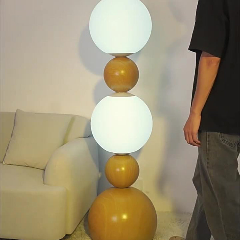 Contemporary Scandinavian Iron PE Spherical Shade LED Standing Floor Lamp For Living Room