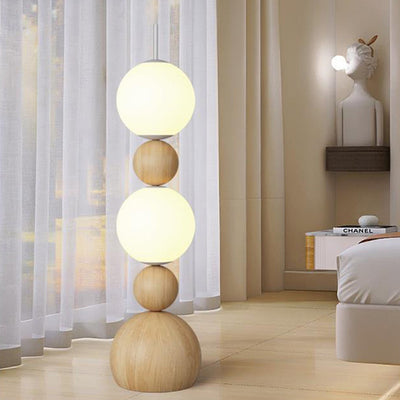 Contemporary Scandinavian Iron PE Spherical Shade LED Standing Floor Lamp For Living Room