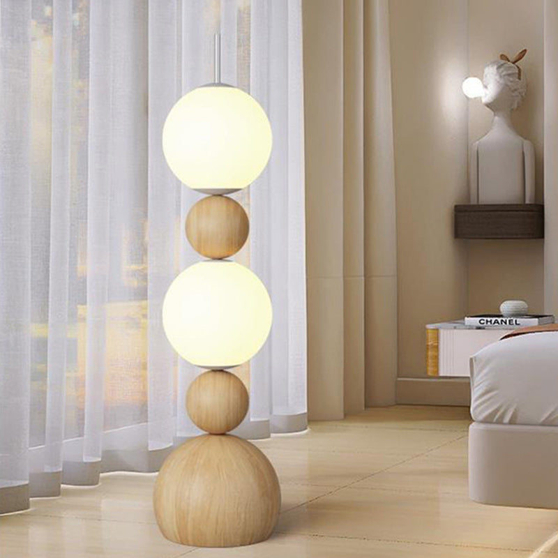 Contemporary Scandinavian Iron PE Spherical Shade LED Standing Floor Lamp For Living Room