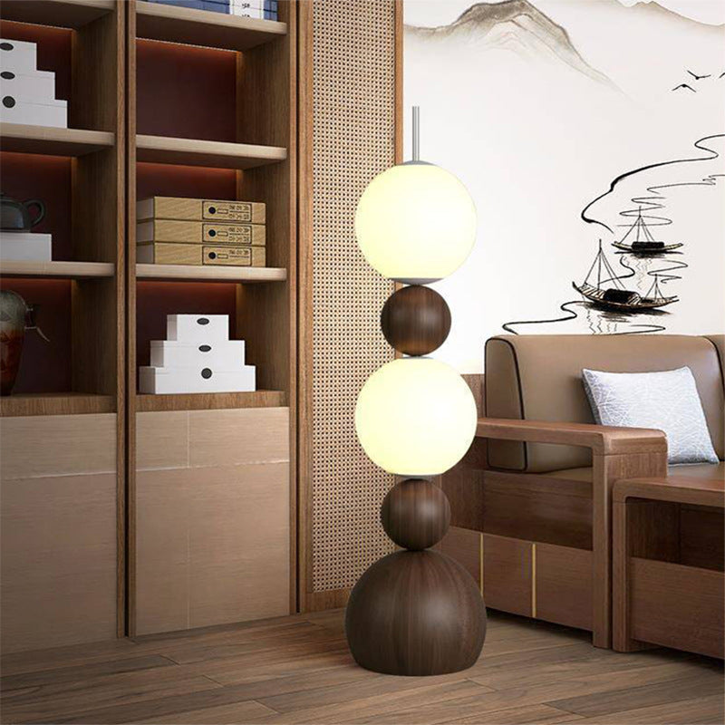 Contemporary Scandinavian Iron PE Spherical Shade LED Standing Floor Lamp For Living Room
