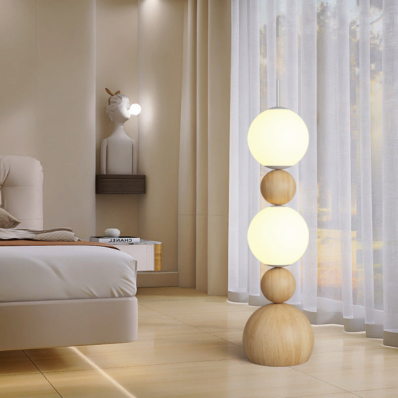 Contemporary Scandinavian Iron PE Spherical Shade LED Standing Floor Lamp For Living Room
