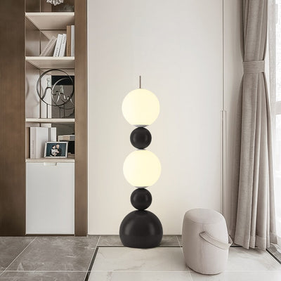 Contemporary Scandinavian Iron PE Spherical Shade LED Standing Floor Lamp For Living Room