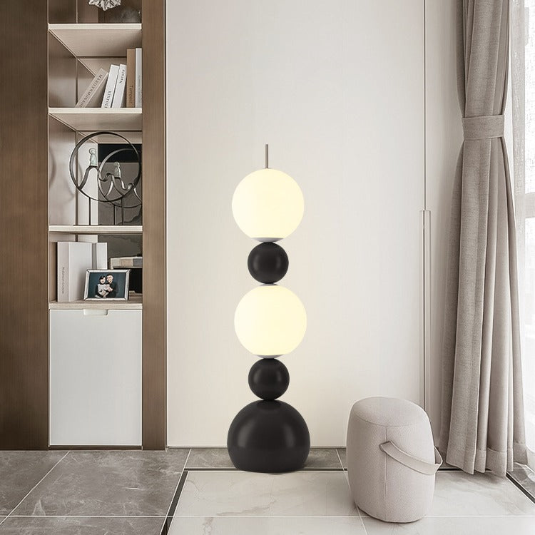 Contemporary Scandinavian Iron PE Spherical Shade LED Standing Floor Lamp For Living Room