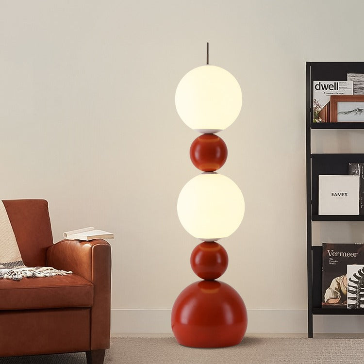 Contemporary Scandinavian Iron PE Spherical Shade LED Standing Floor Lamp For Living Room