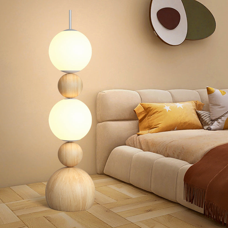 Contemporary Scandinavian Iron PE Spherical Shade LED Standing Floor Lamp For Living Room