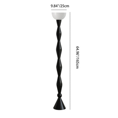 Contemporary Scandinavian Iron Glass Semicircle Shade 1-Light Standing Floor Lamp For Living Room