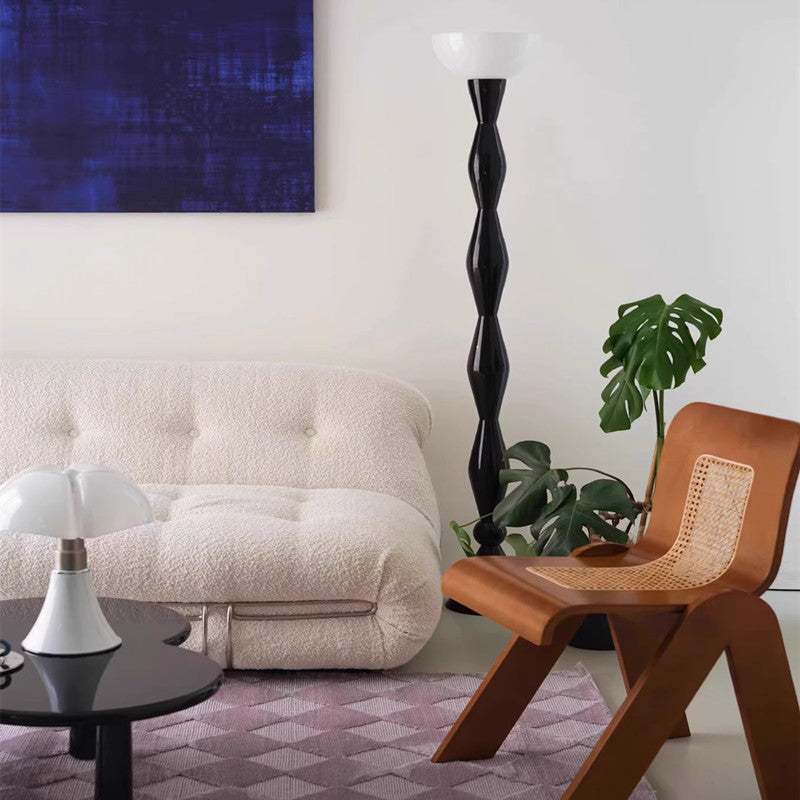Contemporary Scandinavian Iron Glass Semicircle Shade 1-Light Standing Floor Lamp For Living Room