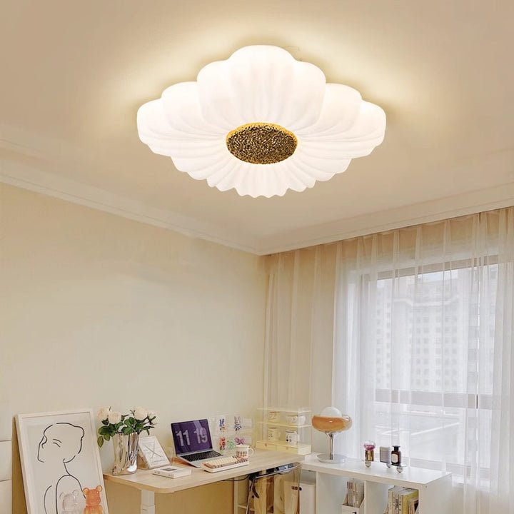 Contemporary Nordic Hardware Square PE Shade LED Flush Mount Ceiling Light For Living Room