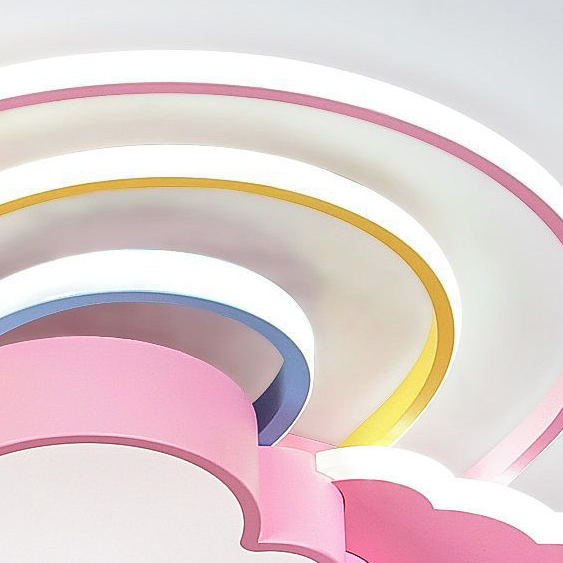 Contemporary Creative Rainbow Hardware Acrylic Cloud Shade LED Flush Mount Ceiling Light For Living Room