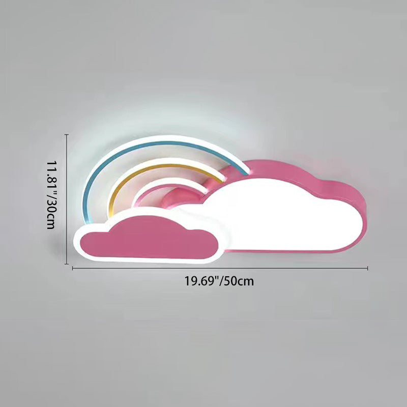 Contemporary Creative Cloud Rainbow Iron Acrylic LED Flush Mount Ceiling Light For Living Room
