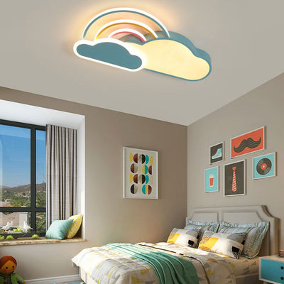 Contemporary Creative Cloud Rainbow Iron Acrylic LED Flush Mount Ceiling Light For Living Room