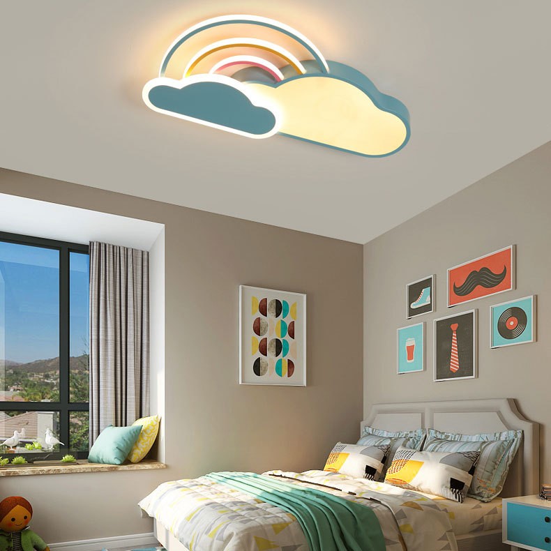 Contemporary Creative Cloud Rainbow Iron Acrylic LED Flush Mount Ceiling Light For Living Room