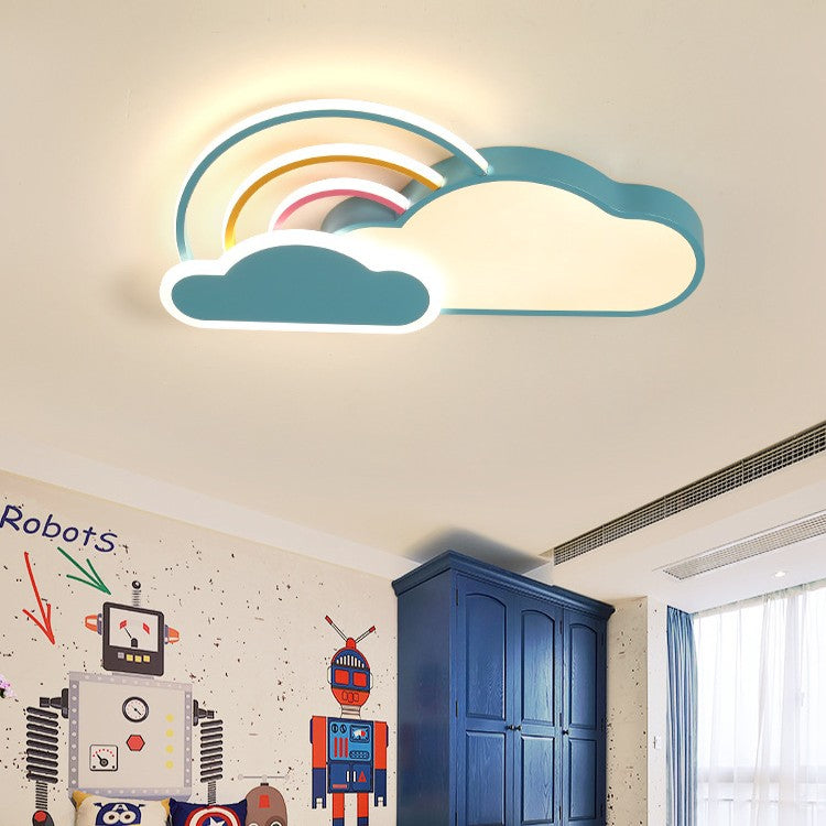 Contemporary Creative Cloud Rainbow Iron Acrylic LED Flush Mount Ceiling Light For Living Room