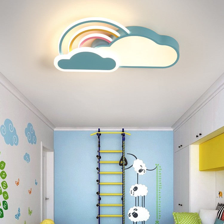 Contemporary Creative Cloud Rainbow Iron Acrylic LED Flush Mount Ceiling Light For Living Room