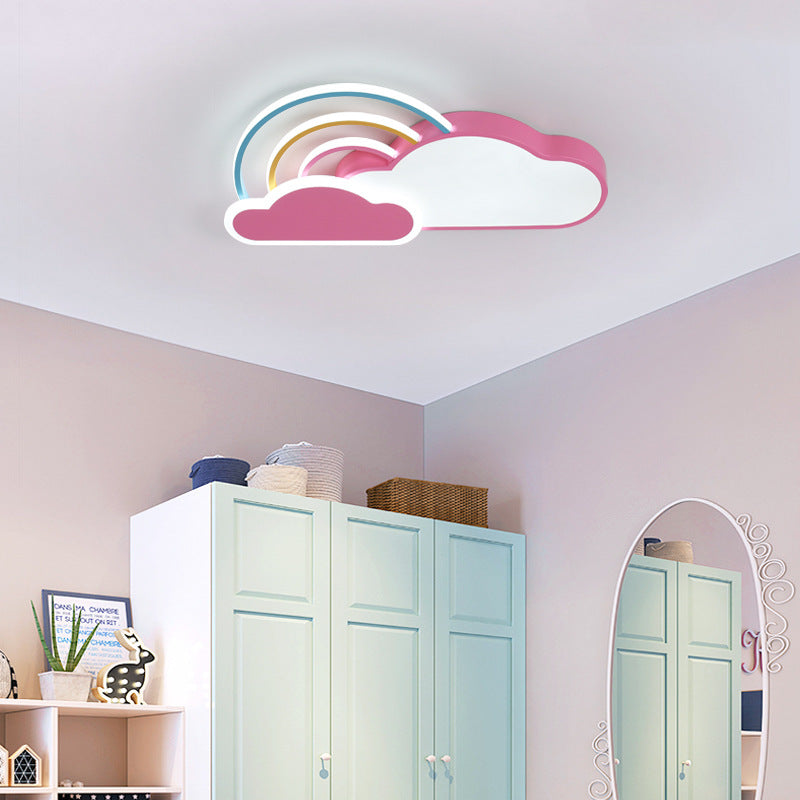 Contemporary Creative Cloud Rainbow Iron Acrylic LED Flush Mount Ceiling Light For Living Room