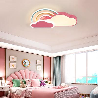 Contemporary Creative Cloud Rainbow Iron Acrylic LED Flush Mount Ceiling Light For Living Room