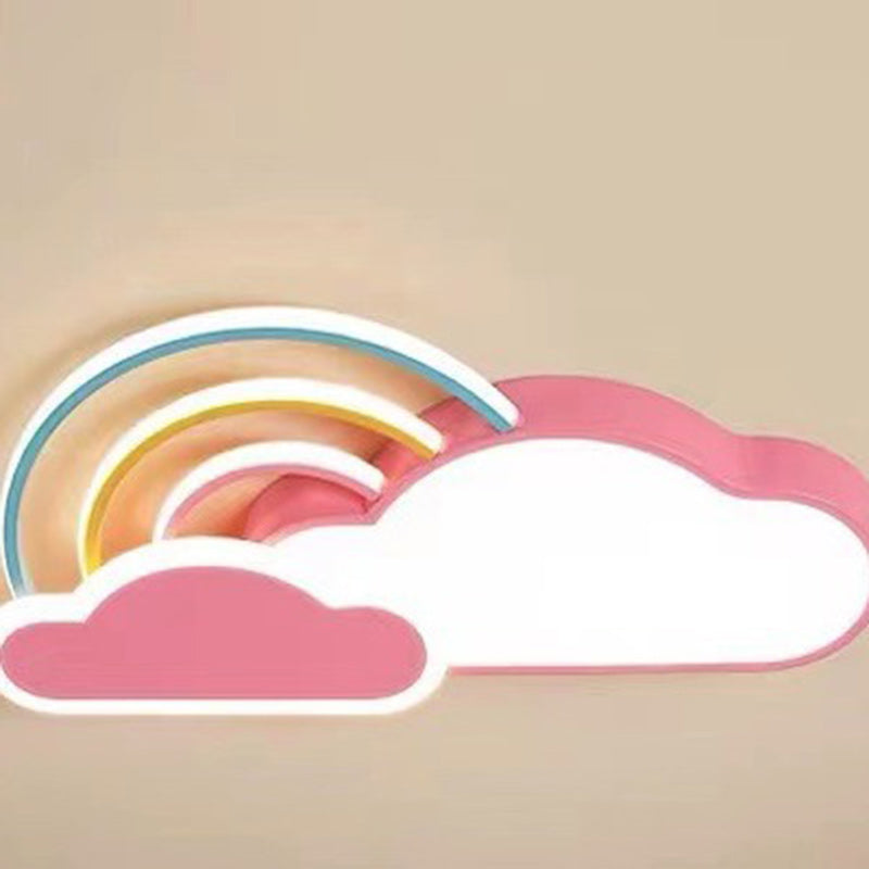 Contemporary Creative Cloud Rainbow Iron Acrylic LED Flush Mount Ceiling Light For Living Room