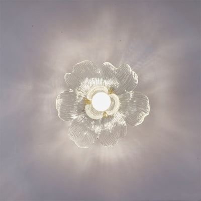 Contemporary Luxury Hardware Petal Resin Shade 1-Light Semi-Flush Mount Ceiling Light For Living Room