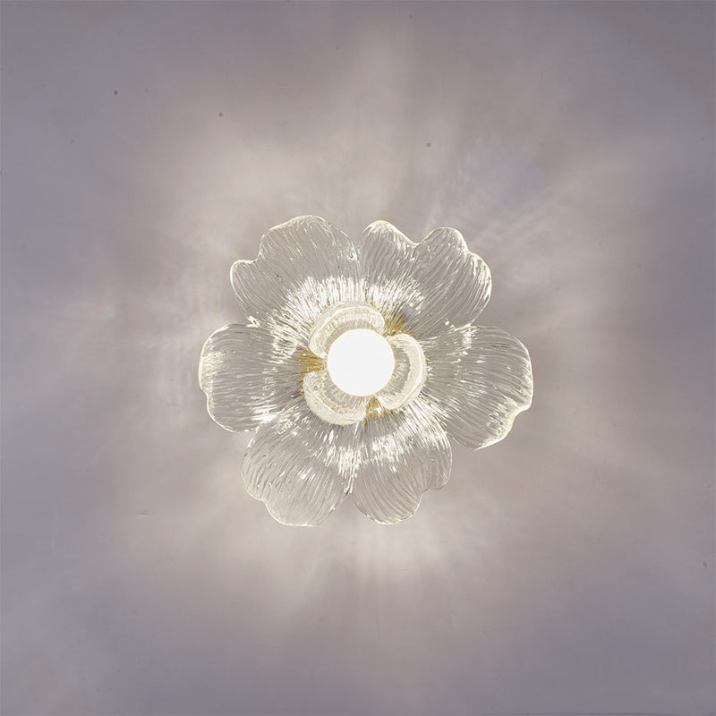 Contemporary Luxury Hardware Petal Resin Shade 1-Light Semi-Flush Mount Ceiling Light For Living Room