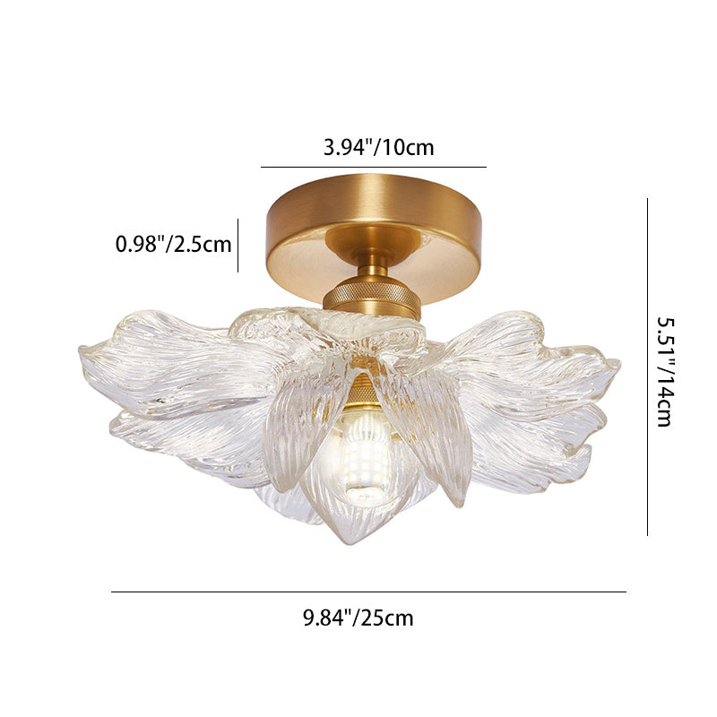 Contemporary Luxury Hardware Petal Resin Shade 1-Light Semi-Flush Mount Ceiling Light For Living Room