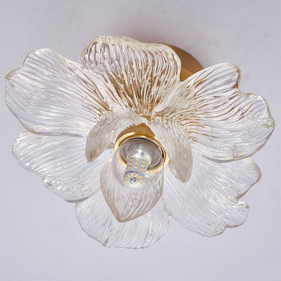 Contemporary Luxury Hardware Petal Resin Shade 1-Light Semi-Flush Mount Ceiling Light For Living Room