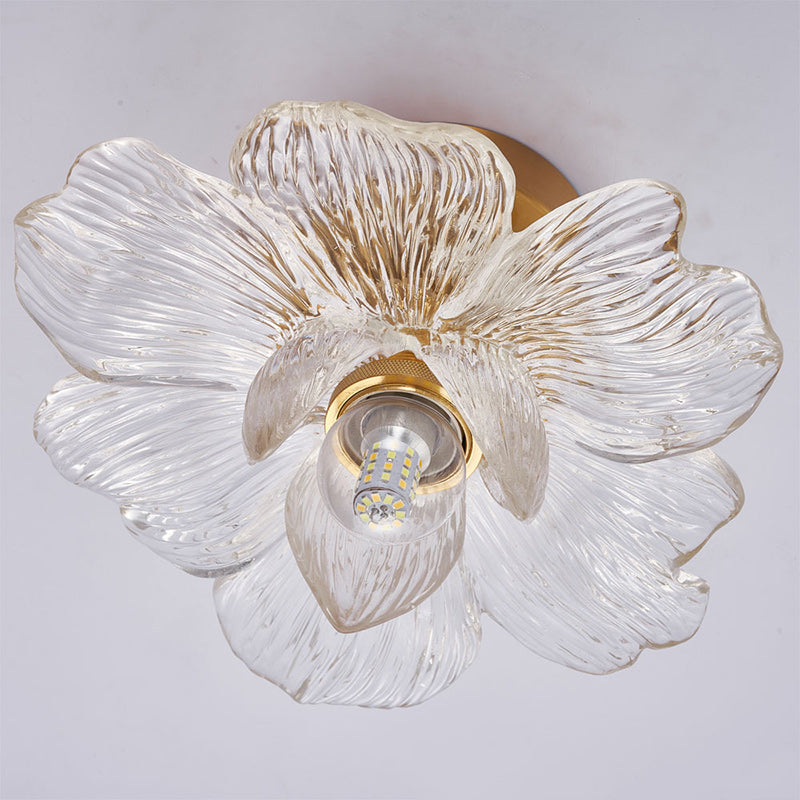 Contemporary Luxury Hardware Petal Resin Shade 1-Light Semi-Flush Mount Ceiling Light For Living Room