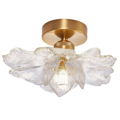 Contemporary Luxury Hardware Petal Resin Shade 1-Light Semi-Flush Mount Ceiling Light For Living Room