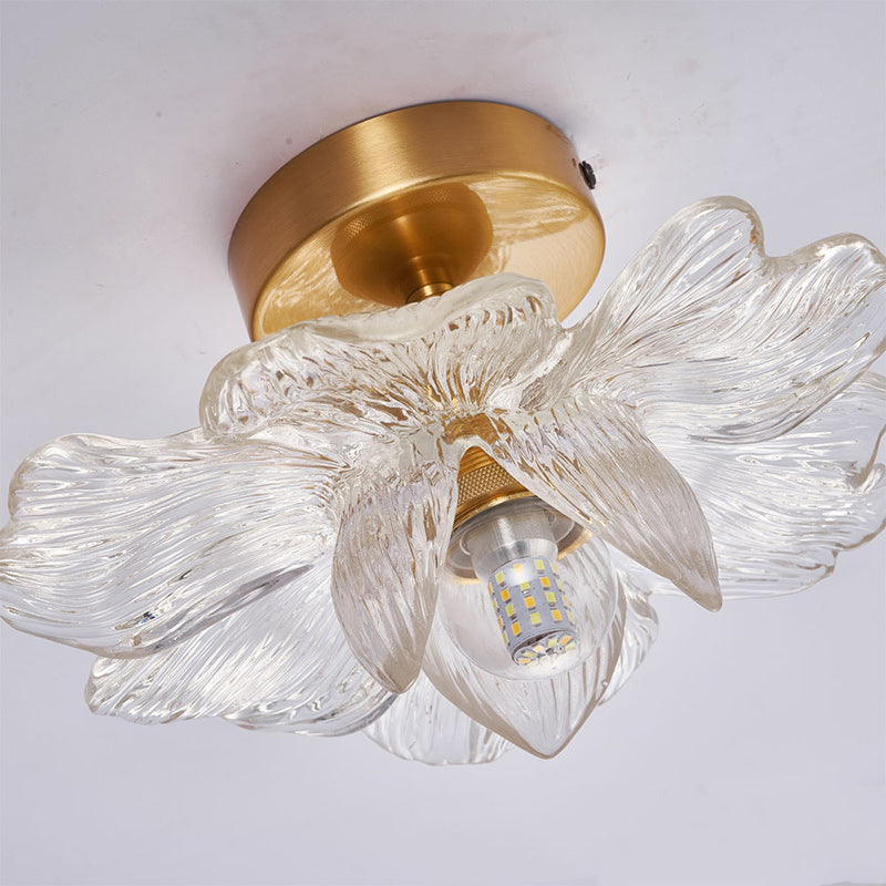 Contemporary Luxury Hardware Petal Resin Shade 1-Light Semi-Flush Mount Ceiling Light For Living Room