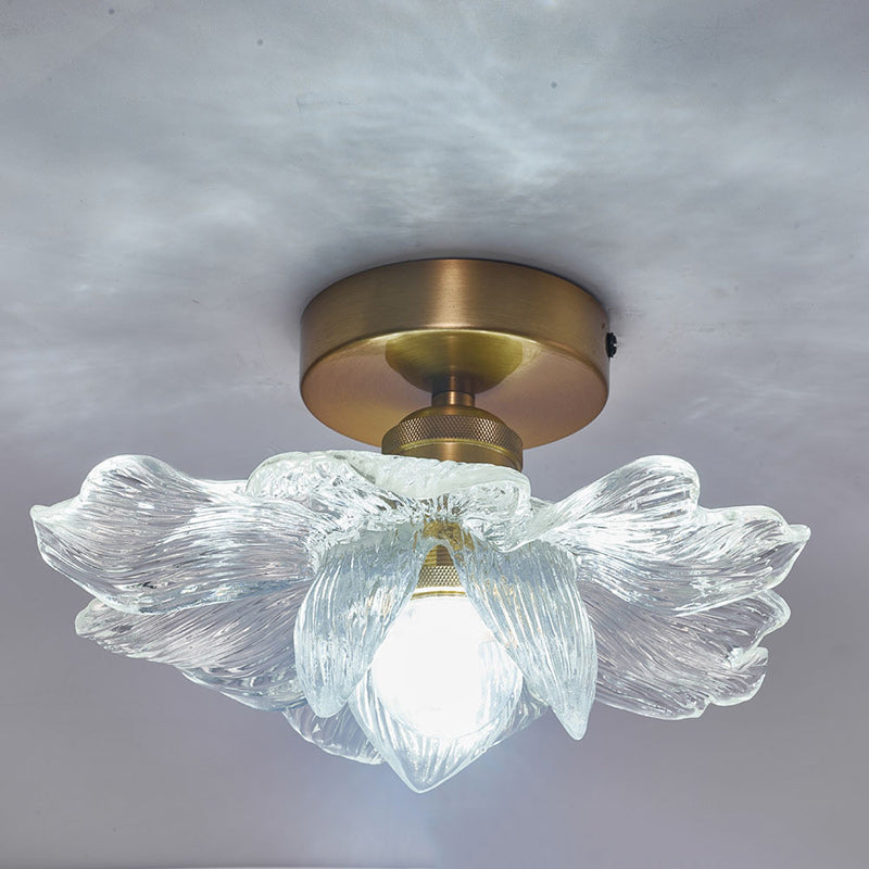Contemporary Luxury Hardware Petal Resin Shade 1-Light Semi-Flush Mount Ceiling Light For Living Room