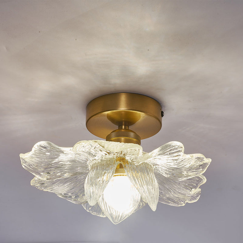 Contemporary Luxury Hardware Petal Resin Shade 1-Light Semi-Flush Mount Ceiling Light For Living Room