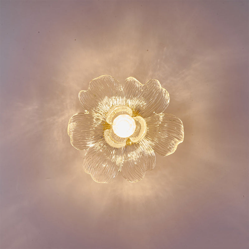 Contemporary Luxury Hardware Petal Resin Shade 1-Light Semi-Flush Mount Ceiling Light For Living Room