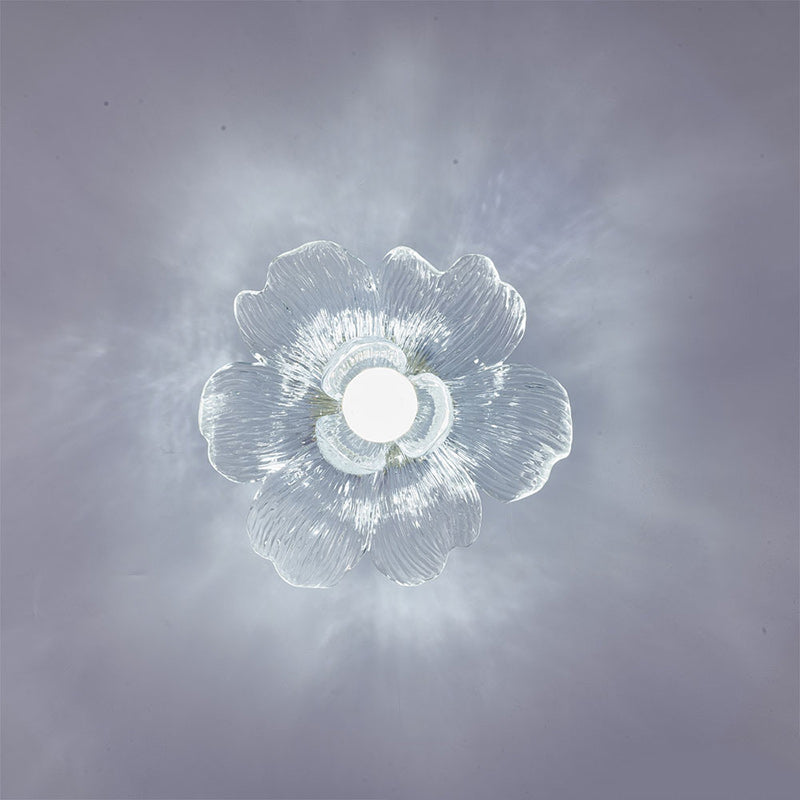 Contemporary Luxury Hardware Petal Resin Shade 1-Light Semi-Flush Mount Ceiling Light For Living Room