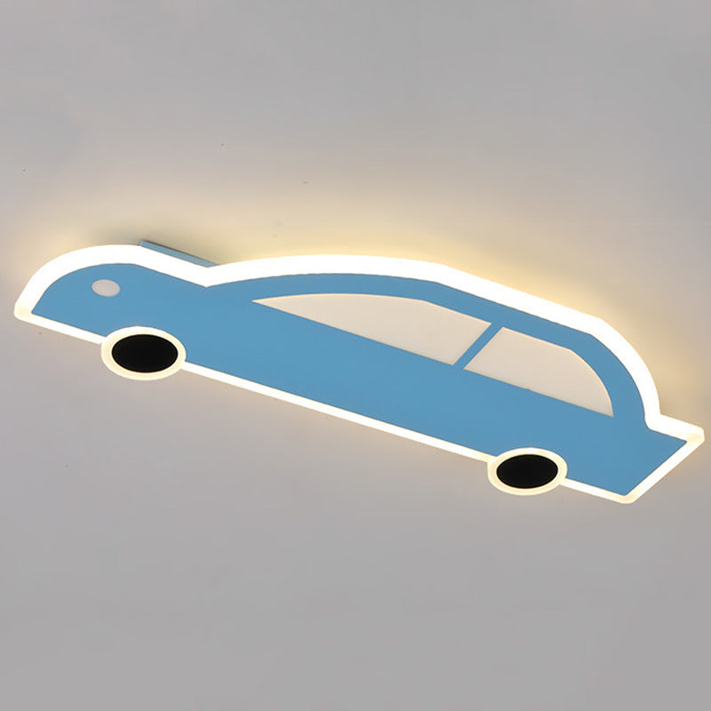 Contemporary Creative Cartoon Car Iron Acrylic LED Flush Mount Ceiling Light For Living Room