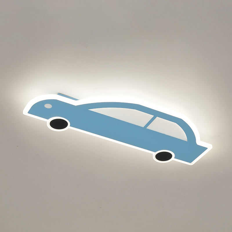 Contemporary Creative Cartoon Car Iron Acrylic LED Flush Mount Ceiling Light For Living Room