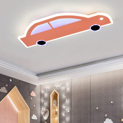 Contemporary Creative Cartoon Car Iron Acrylic LED Flush Mount Ceiling Light For Living Room