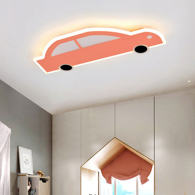 Contemporary Creative Cartoon Car Iron Acrylic LED Flush Mount Ceiling Light For Living Room