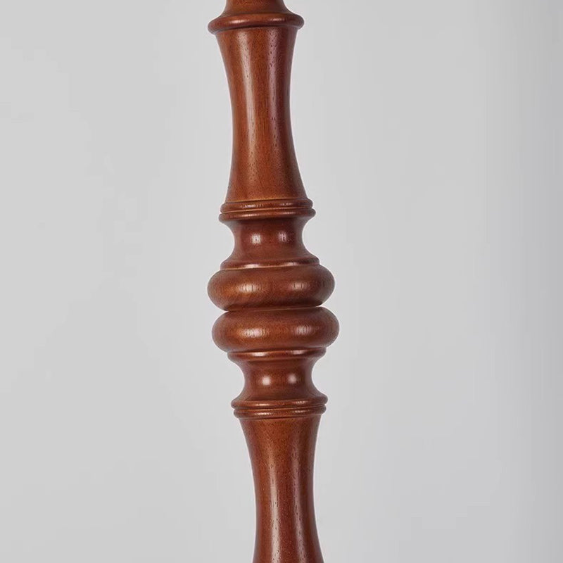 Traditional European Fabric Tassel Shade Solid Wood Rod 1-Light Standing Floor Lamp For Bedroom