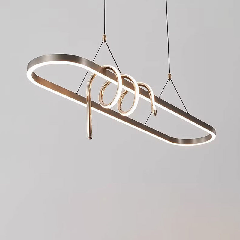 Lumière suspendue LED en anneau de silicone en aluminium et fer minimaliste moderne pour salon 