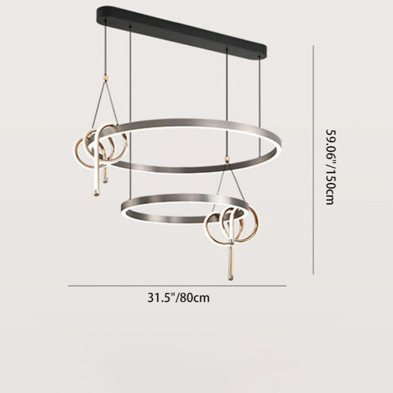 Lumière suspendue LED en anneau de silicone en aluminium et fer minimaliste moderne pour salon 