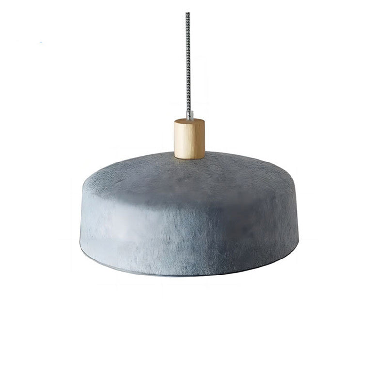 Contemporary Nordic Solid Wood Felt Round Shade 1-Light Pendant Light For Living Room