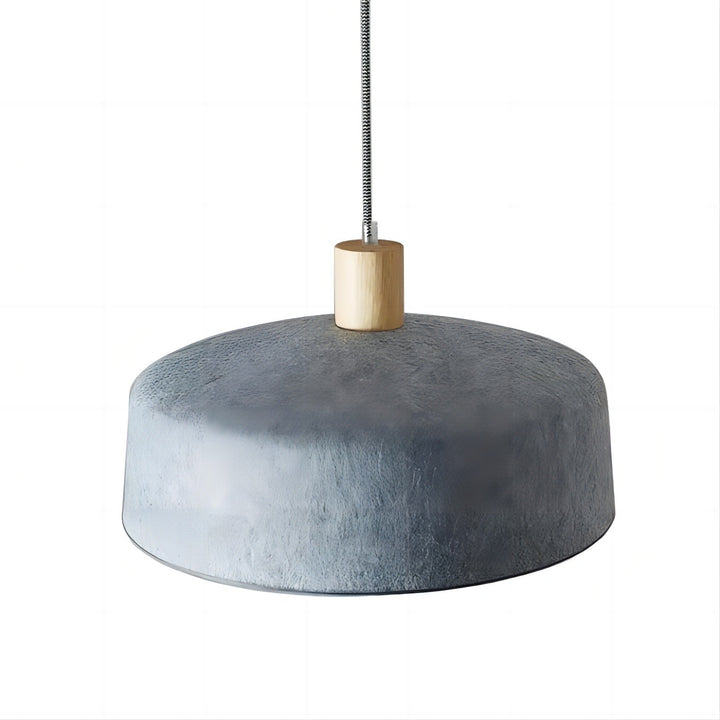 Contemporary Nordic Solid Wood Felt Round Shade 1-Light Pendant Light For Living Room