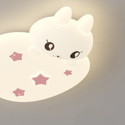 Contemporary Creative Cartoon Strawberry Rabbit LED Flush Mount Ceiling Light For Living Room