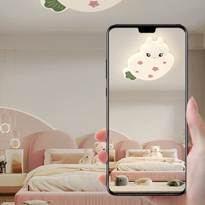 Contemporary Creative Cartoon Strawberry Rabbit LED Flush Mount Ceiling Light For Living Room