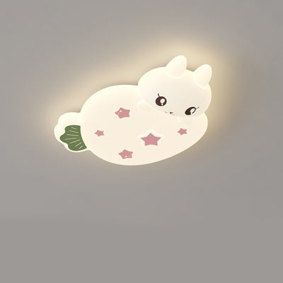 Contemporary Creative Cartoon Strawberry Rabbit LED Flush Mount Ceiling Light For Living Room