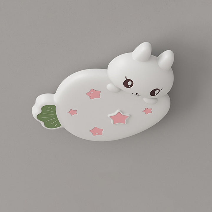 Contemporary Creative Cartoon Strawberry Rabbit LED Flush Mount Ceiling Light For Living Room